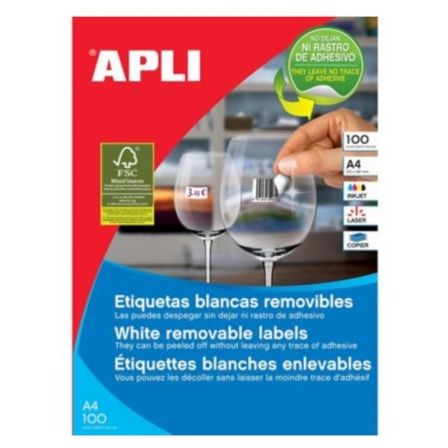 Apli Etiquetas Adhesivas Blancas 97x42,4mm Removibles
